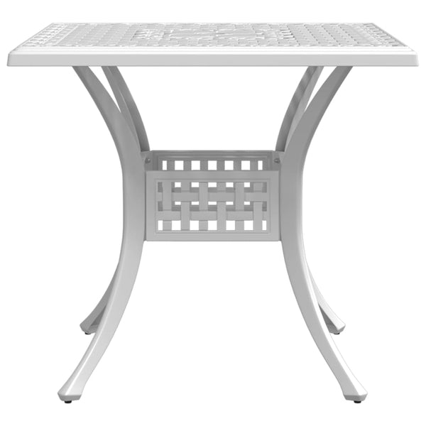 Weißer Gartentisch aus Aluminiumguss, 80x80 cm