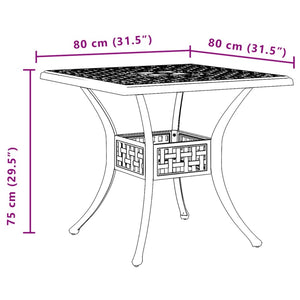 Weißer Gartentisch aus Aluminiumguss, 80x80 cm
