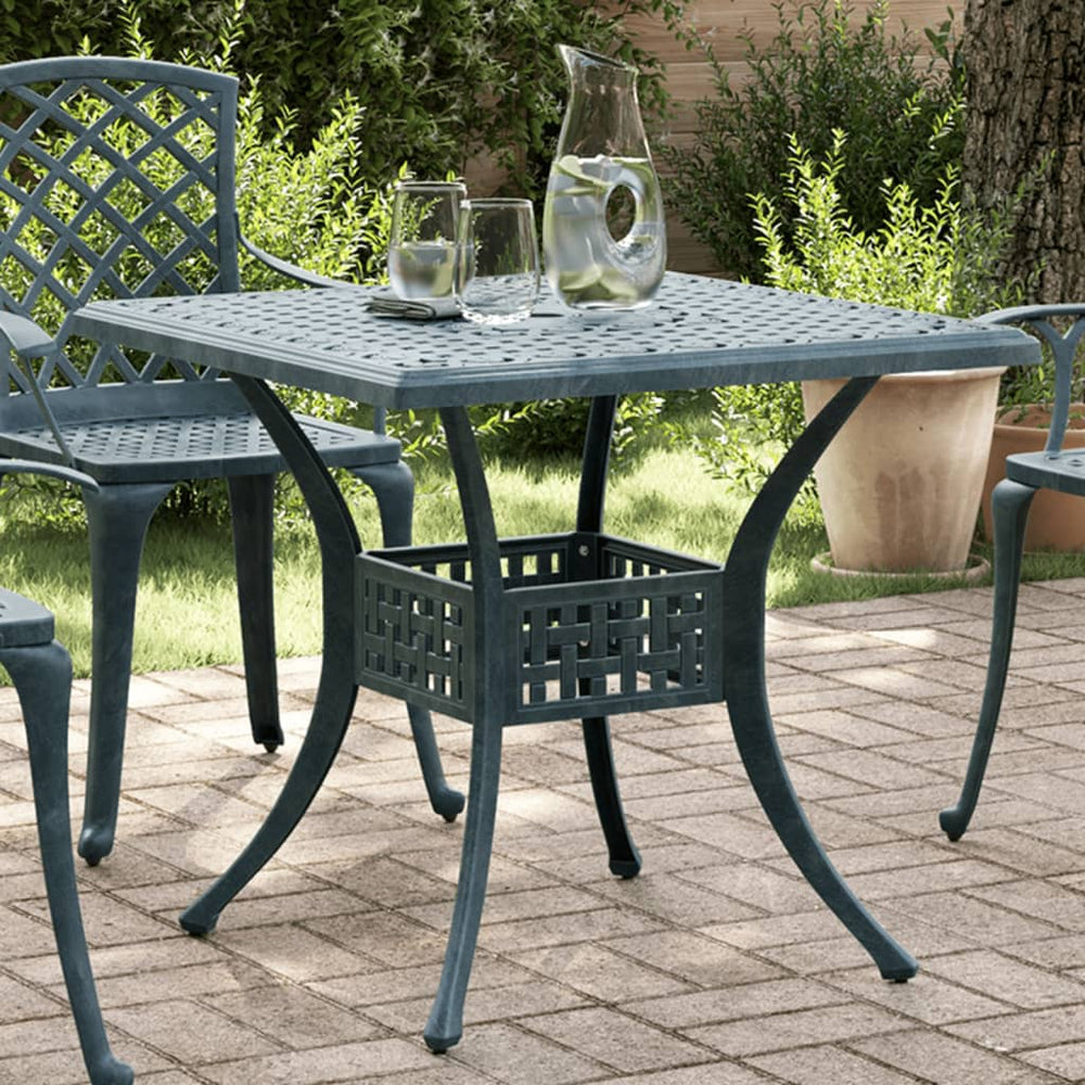 Grüner Gartentisch 80x80 cm Aluminiumguss