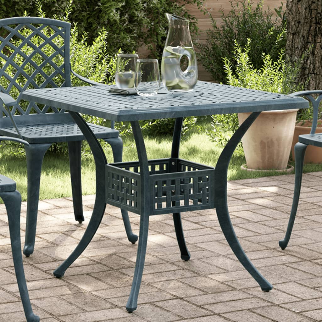 Grüner Gartentisch 80x80 cm Aluminiumguss