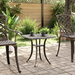 Bronzener Gartentisch 53x53 cm Aluminiumguss