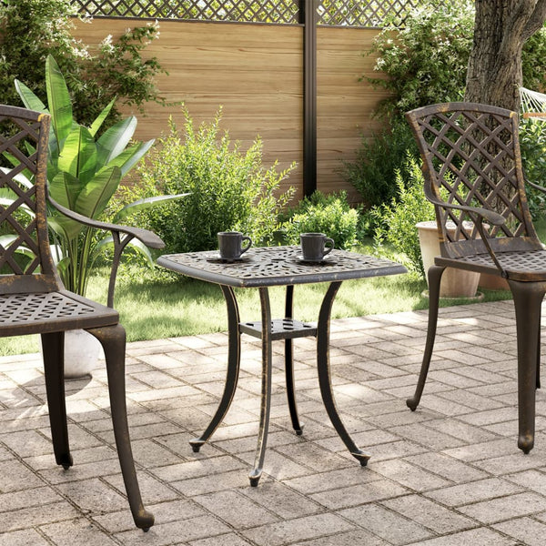Bronzener Gartentisch 53x53 cm Aluminiumguss