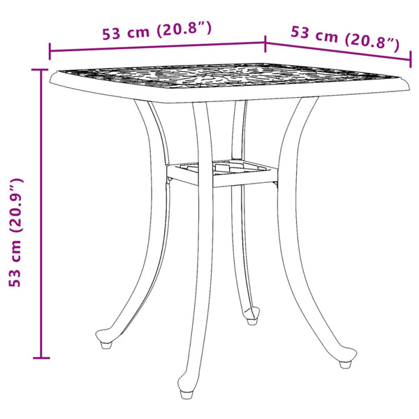 Bronzener Gartentisch 53x53 cm Aluminiumguss