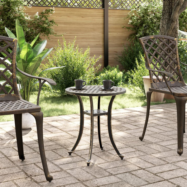 Bronzener Gartentisch Ø48cm Aluminiumguss