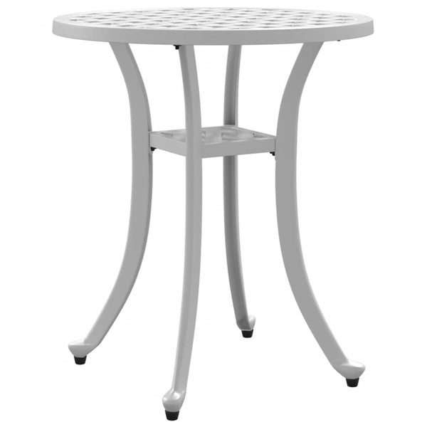 Gartentisch Weiß Ø48cm Aluminiumguss