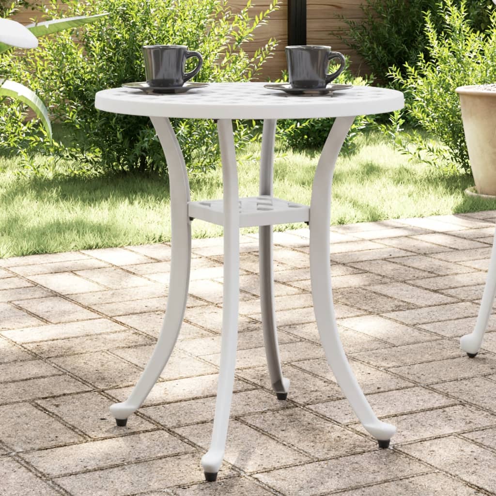 Gartentisch Weiß Ø48cm Aluminiumguss