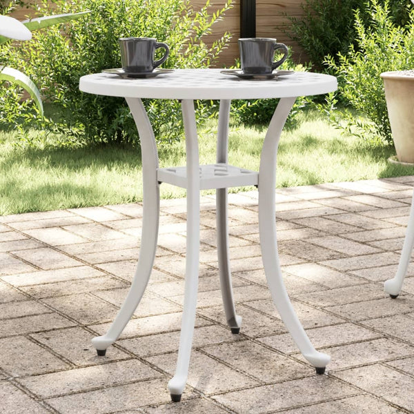 Gartentisch Weiß Ø48cm Aluminiumguss