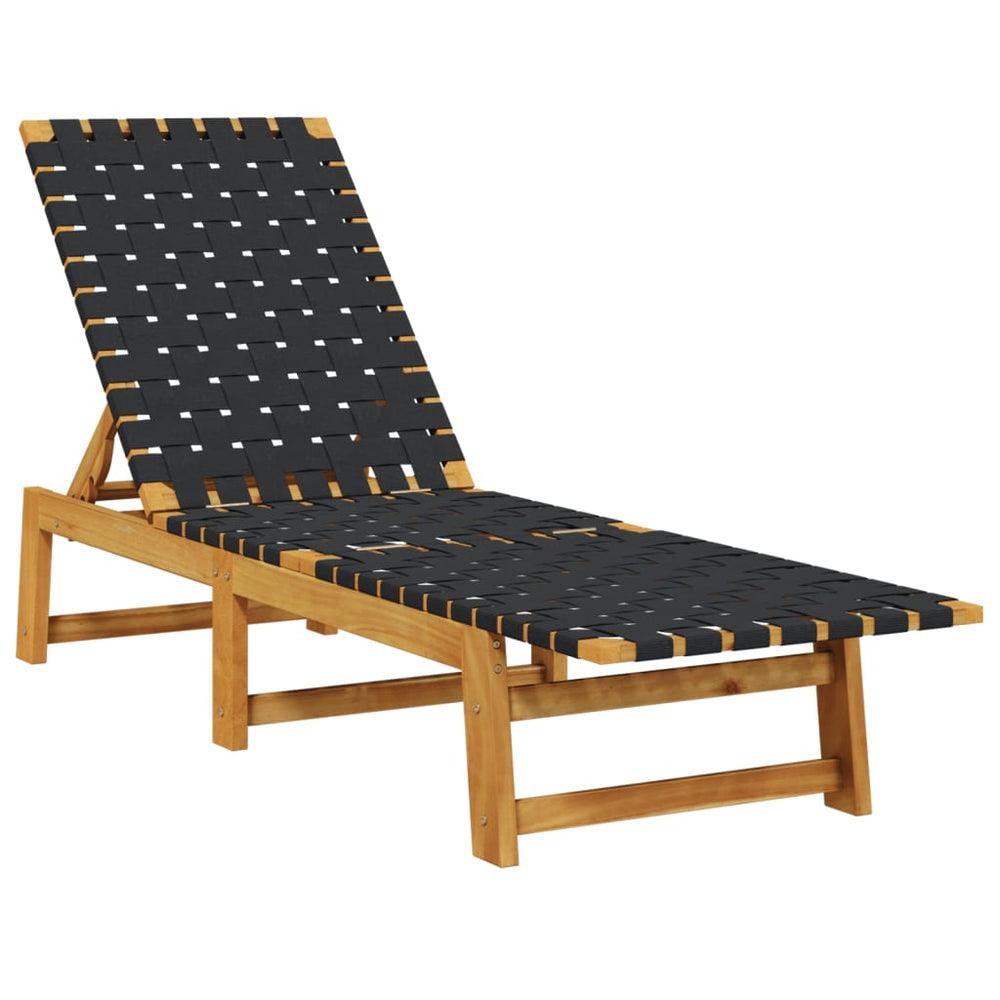 Schwarze Sonnenliege aus Akazienholz