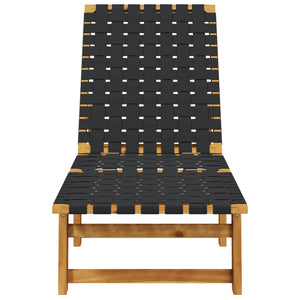 Schwarze Sonnenliege aus Akazienholz