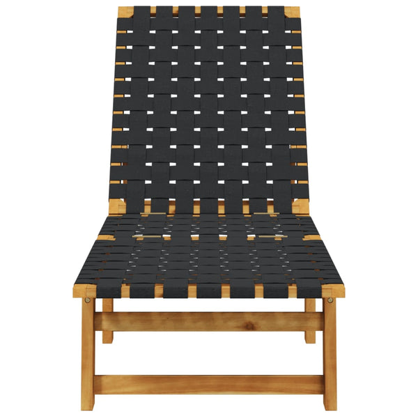 Schwarze Sonnenliege aus Akazienholz