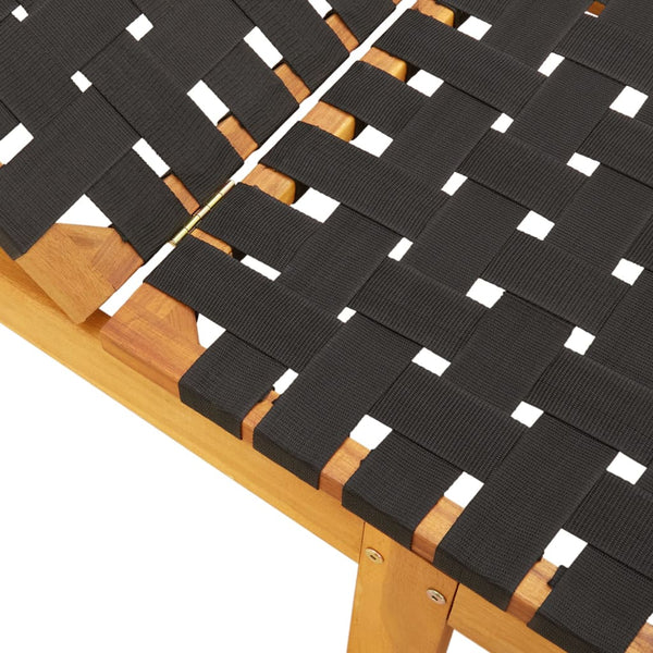 Schwarze Sonnenliege aus Akazienholz