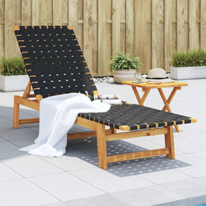 Schwarze Sonnenliege aus Akazienholz