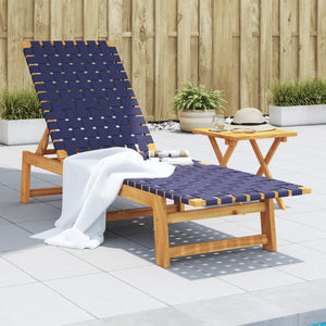 Dunkelblaue Sonnenliege aus Akazienholz