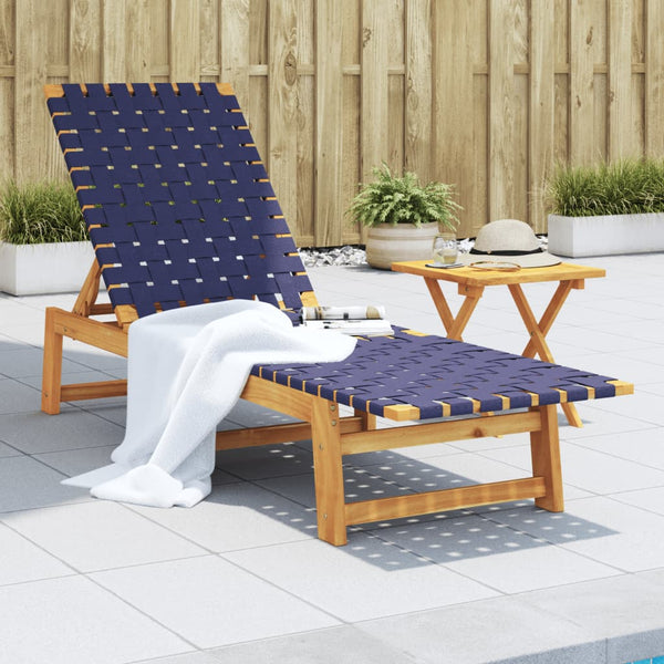 Dunkelblaue Sonnenliege aus Akazienholz