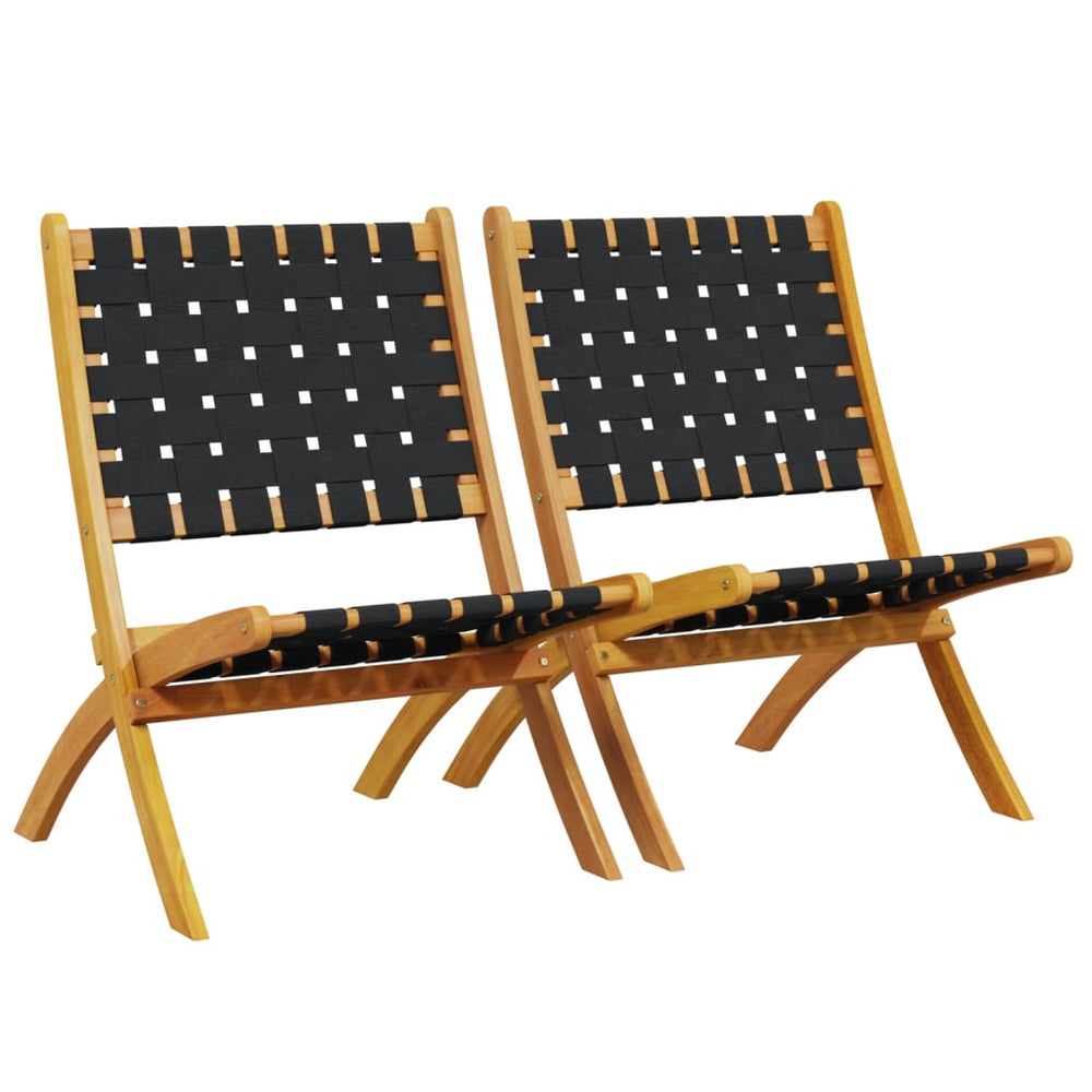 Klappbare Gartenstühle 2er Set Akazie Schwarz