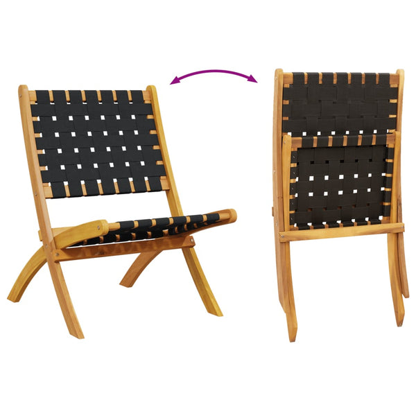 Klappbare Gartenstühle 2er Set Akazie Schwarz