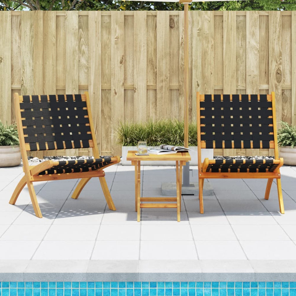 Klappbare Gartenstühle 2er Set Akazie Schwarz