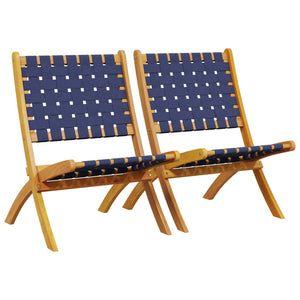Klappbare Gartenstühle 2er Set Dunkelblau Akazie