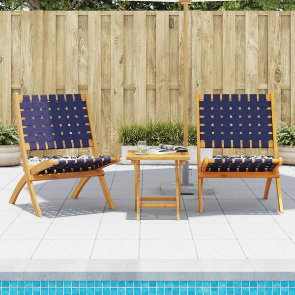 Klappbare Gartenstühle 2er Set Dunkelblau Akazie