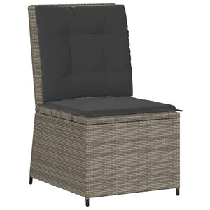 Gartensessel mit Liegefunktion Grau Poly Rattan
