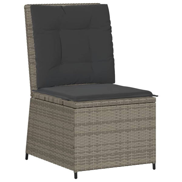 Gartensessel mit Liegefunktion Grau Poly Rattan