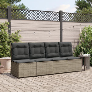 Gartensessel mit Liegefunktion Grau Poly Rattan