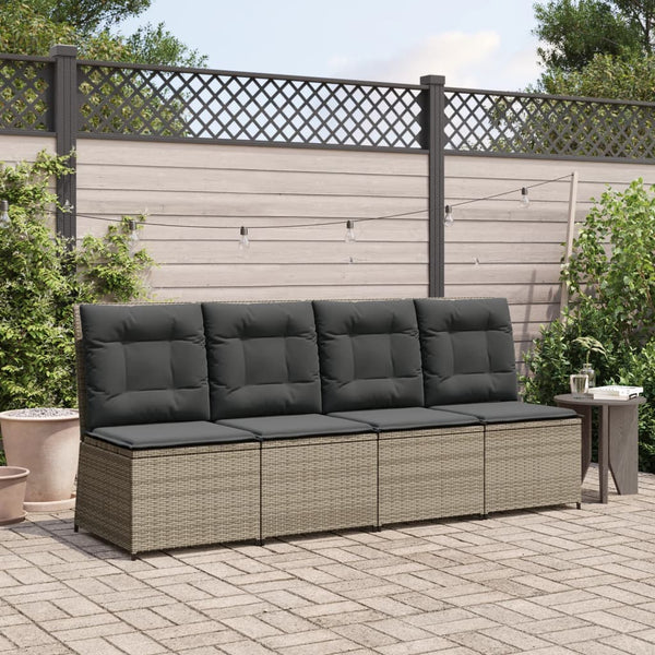 Gartensessel mit Liegefunktion Grau Poly Rattan