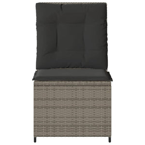 Gartensessel mit Liegefunktion Grau Poly Rattan