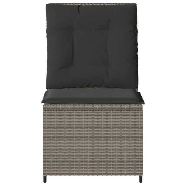 Gartensessel mit Liegefunktion Grau Poly Rattan
