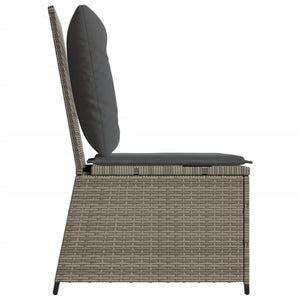 Gartensessel mit Liegefunktion Grau Poly Rattan