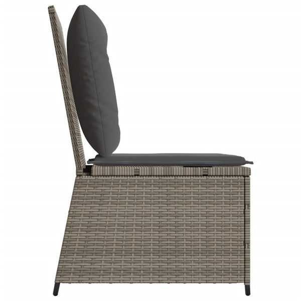 Gartensessel mit Liegefunktion Grau Poly Rattan