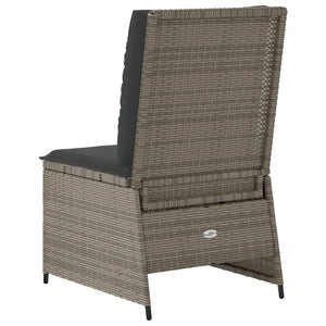 Gartensessel mit Liegefunktion Grau Poly Rattan