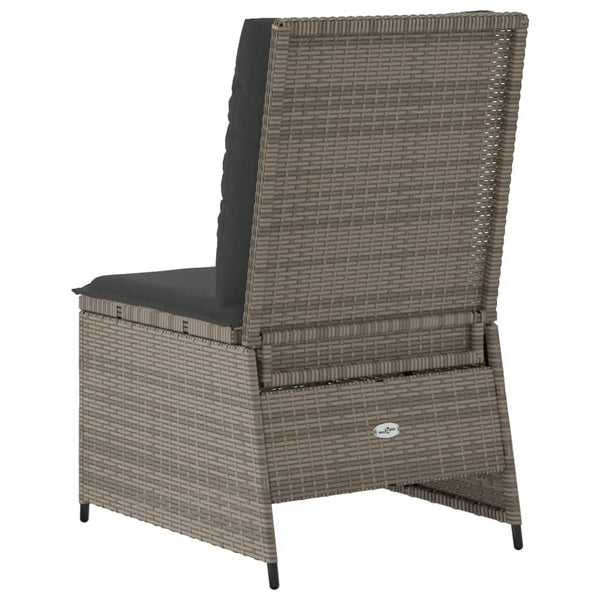 Gartensessel mit Liegefunktion Grau Poly Rattan