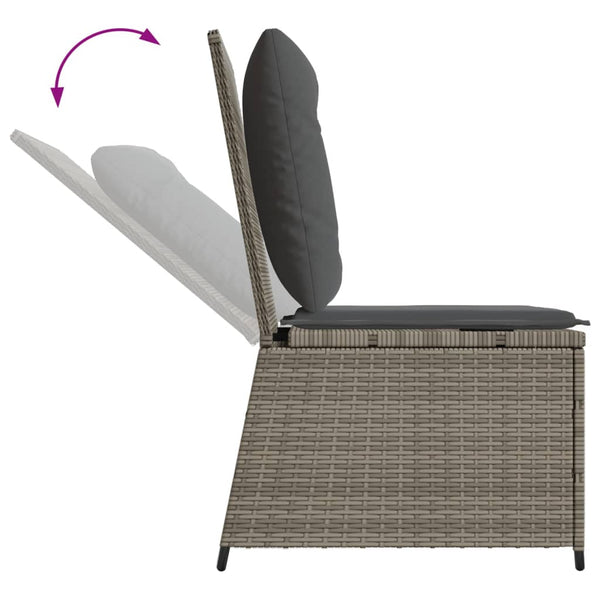 Gartensessel mit Liegefunktion Grau Poly Rattan