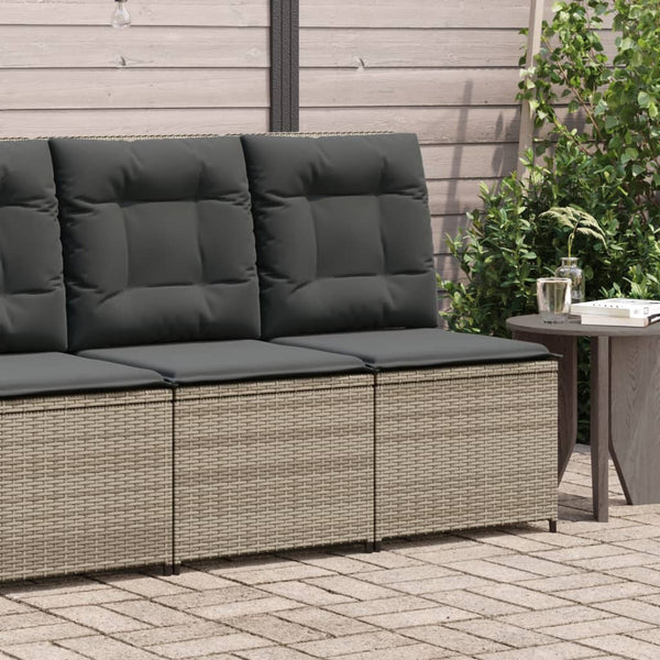 Gartensessel mit Liegefunktion Grau Poly Rattan