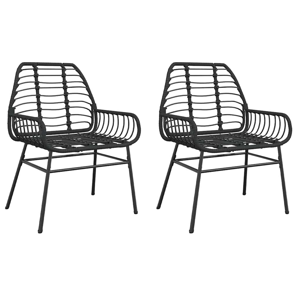 Gartenstühle 2er Set Poly Rattan Schwarz