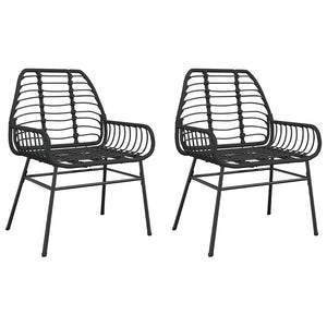 Gartenstühle 2er Set Poly Rattan Schwarz