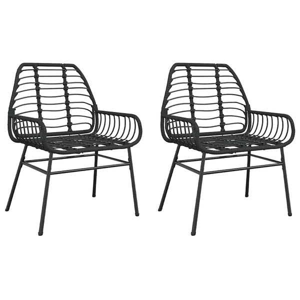 Gartenstühle 2er Set Poly Rattan Schwarz
