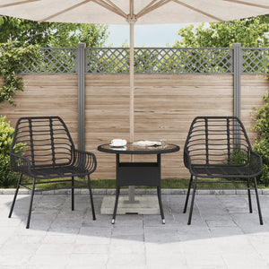 Gartenstühle 2er Set Poly Rattan Schwarz