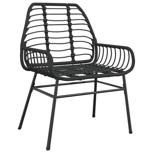 Gartenstühle 2er Set Poly Rattan Schwarz