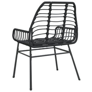 Gartenstühle 2er Set Poly Rattan Schwarz