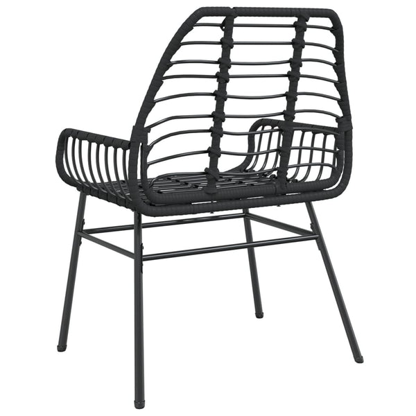 Gartenstühle 2er Set Poly Rattan Schwarz