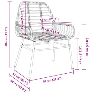 Gartenstühle 2er Set Poly Rattan Schwarz