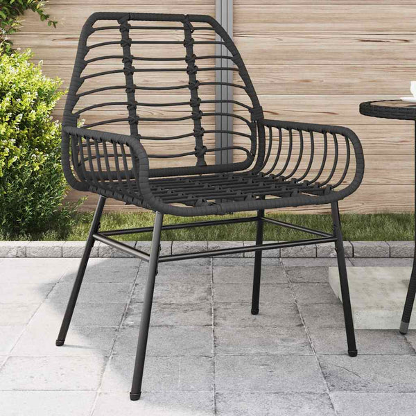 Gartenstühle 2er Set Poly Rattan Schwarz