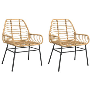 Gartenstühle 2er Set Braun Poly Rattan
