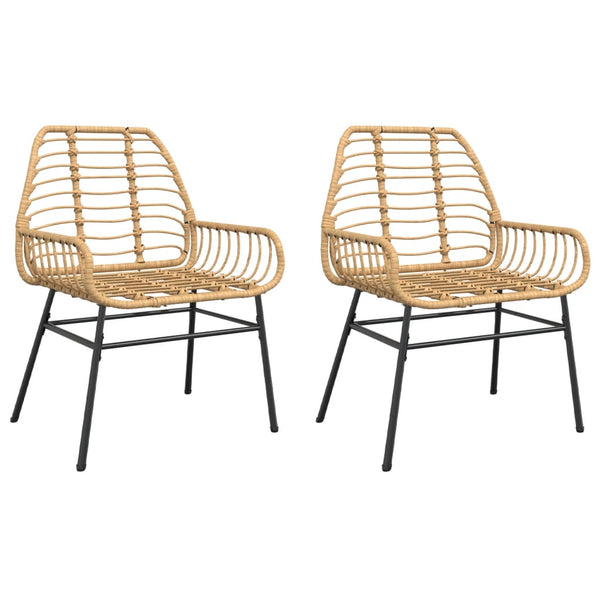 Gartenstühle 2er Set Braun Poly Rattan