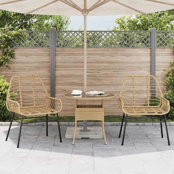 Gartenstühle 2er Set Braun Poly Rattan