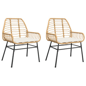 Gartenstühle 2er Set Braun Poly Rattan mit Kissen