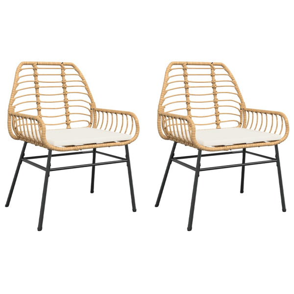 Gartenstühle 2er Set Braun Poly Rattan mit Kissen