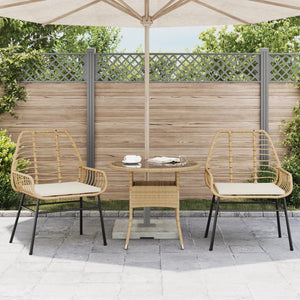 Gartenstühle 2er Set Braun Poly Rattan mit Kissen